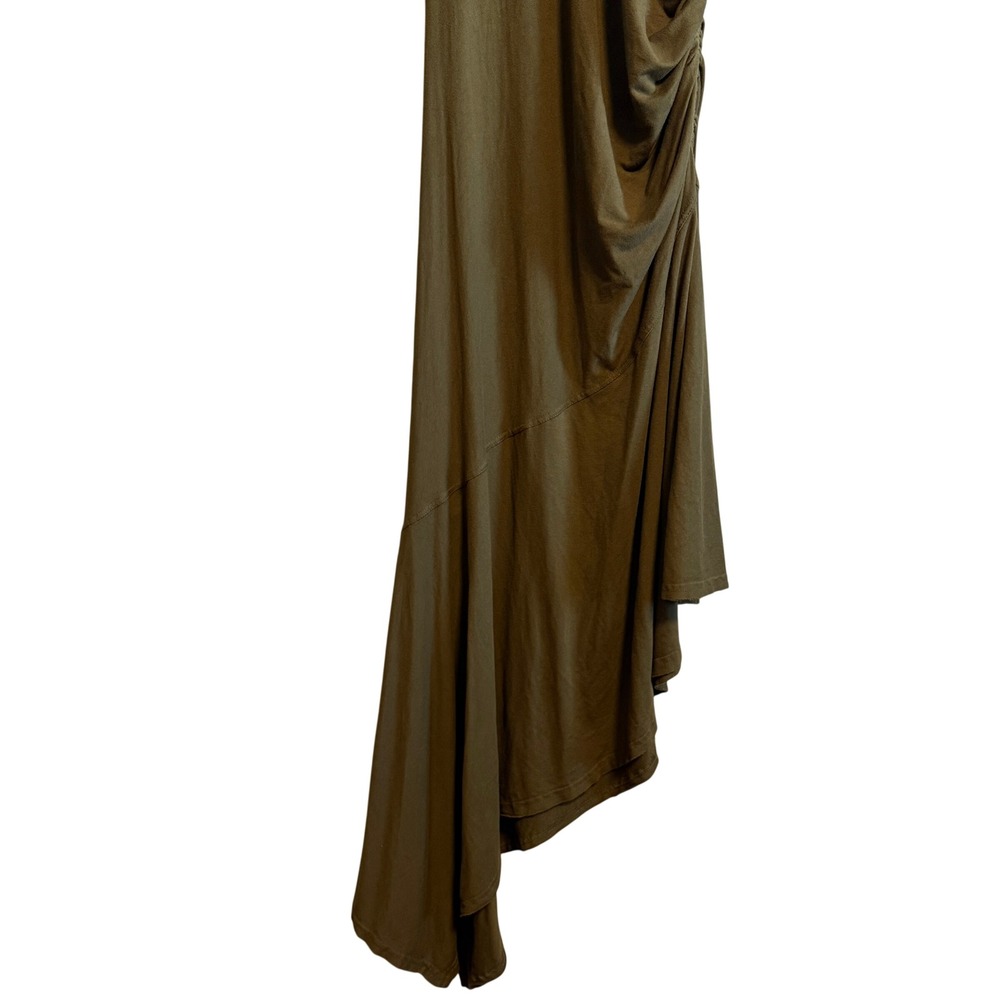 Anthropologie Daily Practice Moss Green Ruched Asymmetrical Dress Size L - Picture 6 of 13